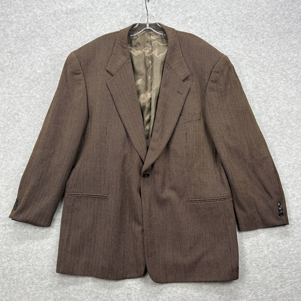 Jhane Barnes‎ Blazer Mens 46R Brown Herringbone Suit Sport Coat Jacket Union USA